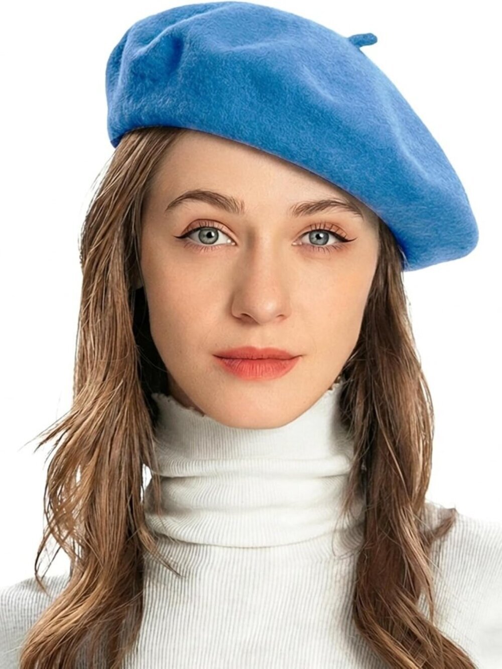 Women's Wool French Beret Hat Comfortable Solid Color Beret Cap Violet Blue